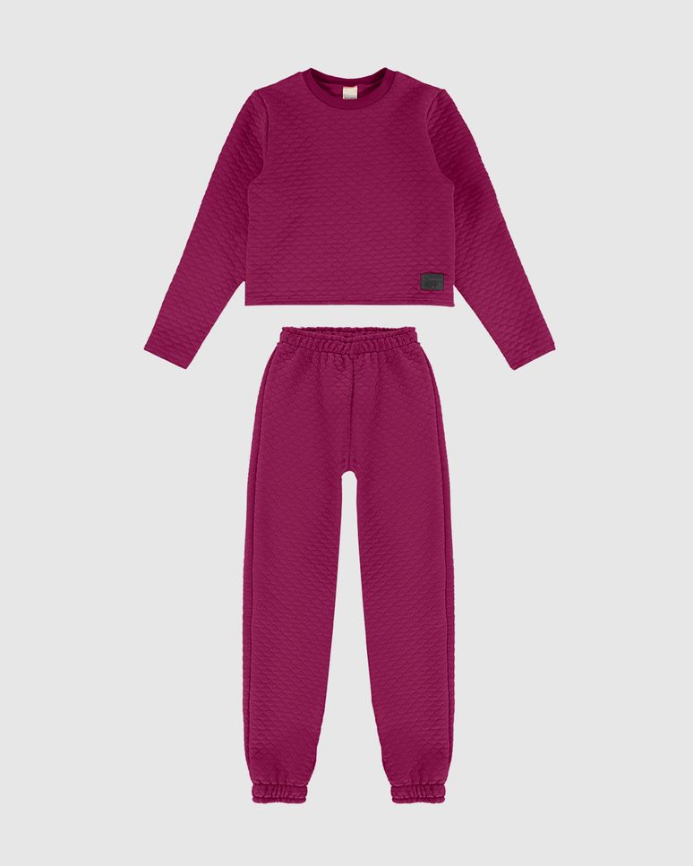 Conjunto Menina Blusa E Calça Em Malha Matelassê Malwee Kids