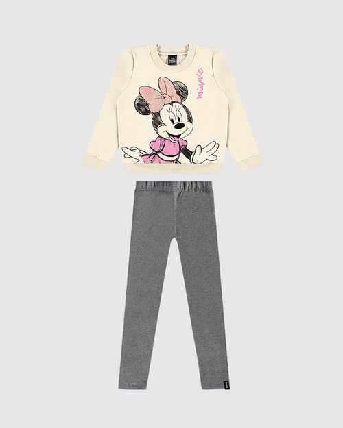 Conjunto Infantil Menina Blusão Minnie Mouse Disney Em Moletom Malwee Kids