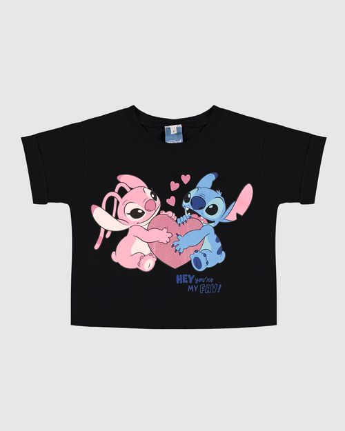 Camiseta Infantil Menina Stitch Disney Em Algodão Malwee Kids