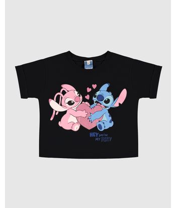 Camiseta Infantil Menina Stitch Disney Em Algodão Malwee Kids