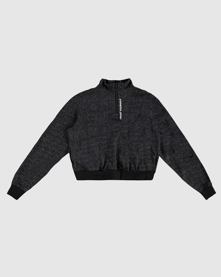Blusão Cropped Menina Gola Alta Com Zíper Em Moletinho Lurex Malwee Kids