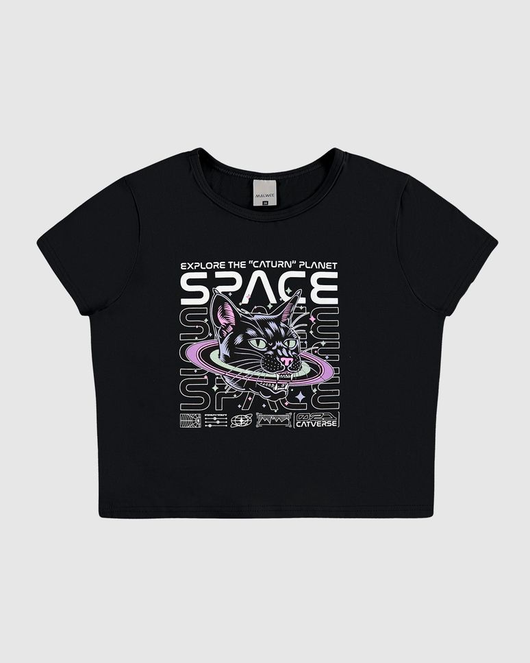 Blusa Menina Justa Space Em Algodão Malwee Kids