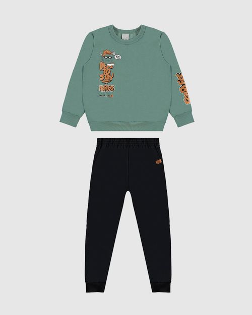 Conjunto Infantil Menino Blusão Here To Stay Em Moletom Malwee Kids