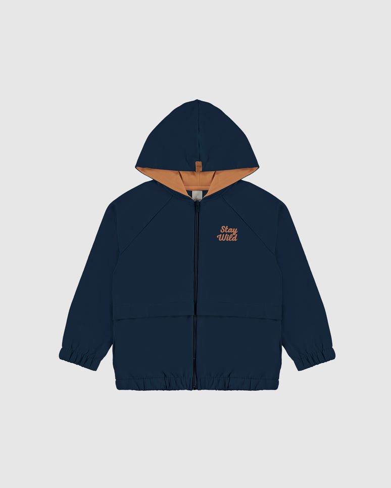 Jaqueta Infantil Menino Parka Com Capuz Em Moletom Flanelado Malwee Kids