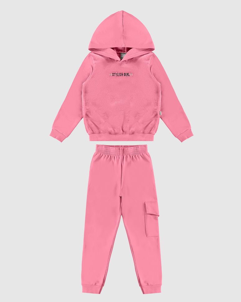 Conjunto Infantil Menina Blusão Com Capuz Em Pelúcia Malwee Kids