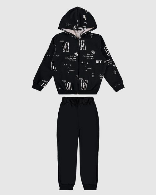 Conjunto Infantil Menino Jaqueta Com Capuz Em Moletom Flanelado Malwee Kids