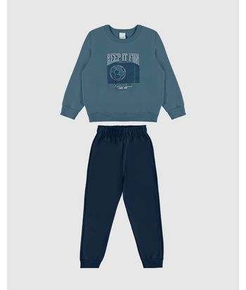 Conjunto Infantil Menino Blusão E Calça Jogger Moletom Flanelado Malwee Kids