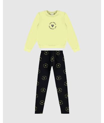 Conjunto Infantil Menina Colorful Life Em Moletom Flanelado Malwee Kids