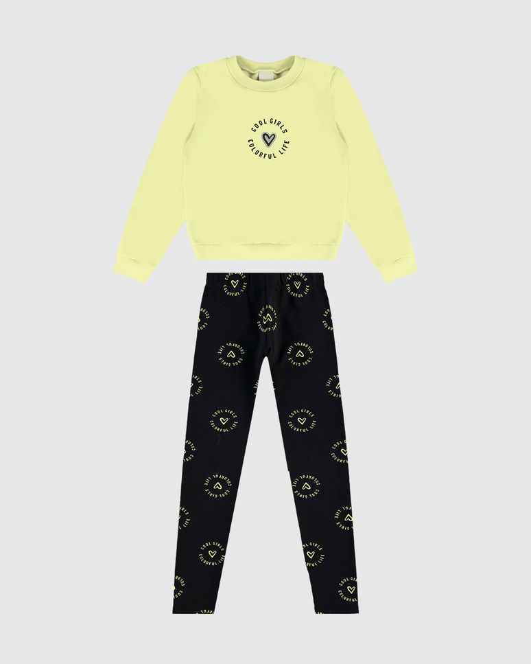 Conjunto Infantil Menina Colorful Life Em Moletom Flanelado Malwee Kids