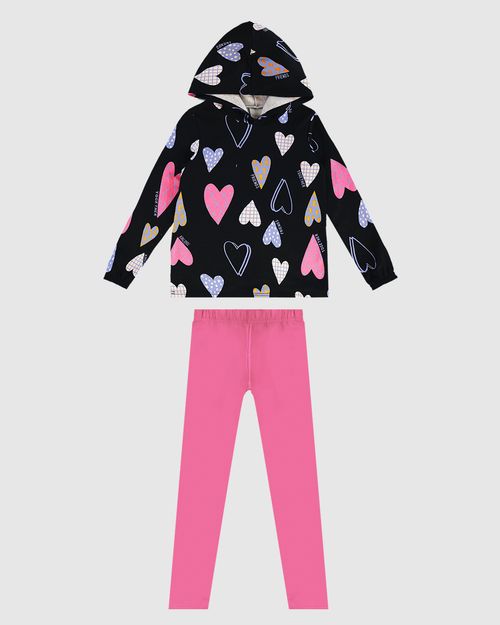 Conjunto Infantil Menina Blusão Com Capuz Em Moletom Flanelado Malwee Kids