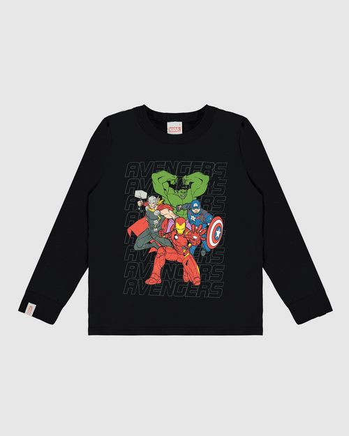 Camiseta Infantil Menino Manga Longa Estampa Avengers Em Algodão Malwee Kids