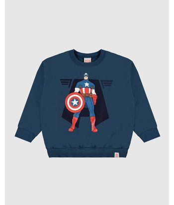 Blusão Infantil Menino Capitão América Avengers Em Moletom Malwee Kids