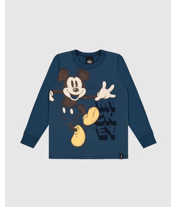 Camiseta Infantil Menino Manga Longa Mickey Disney Em Algodão Malwee Kids