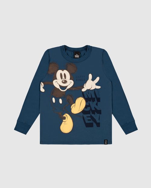 Camiseta Infantil Menino Manga Longa Mickey Disney Em Algodão Malwee Kids