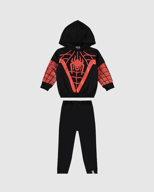 Conjunto Infantil Menino Blusão Com Capuz Homem-Aranha Moletom Malwee Kids