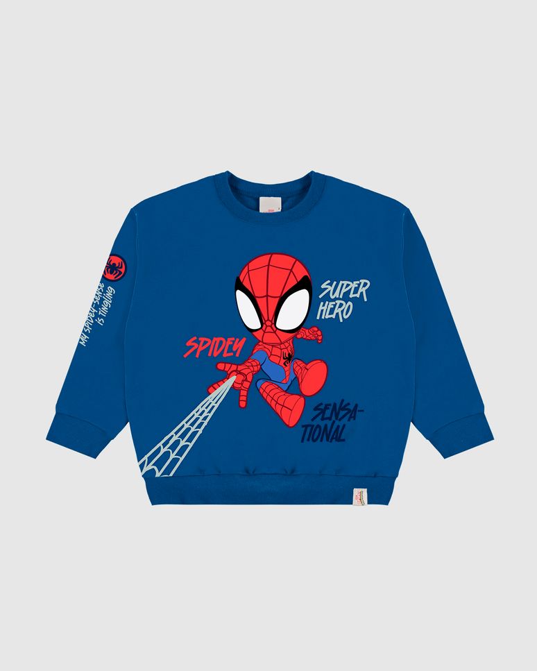 Blusão Infantil Menino Homem-Aranha Super Hero Moletom Flanelado Malwee Kids
