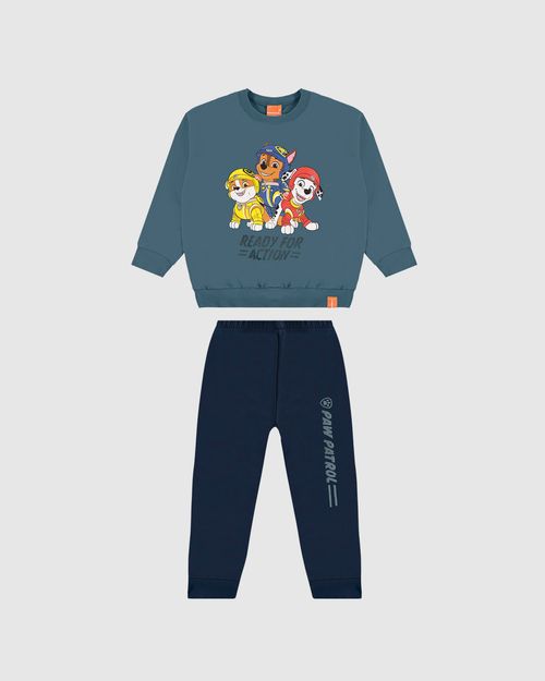 Conjunto Longo Infantil Menino Patrulha Canina Em Moletom Malwee Kids