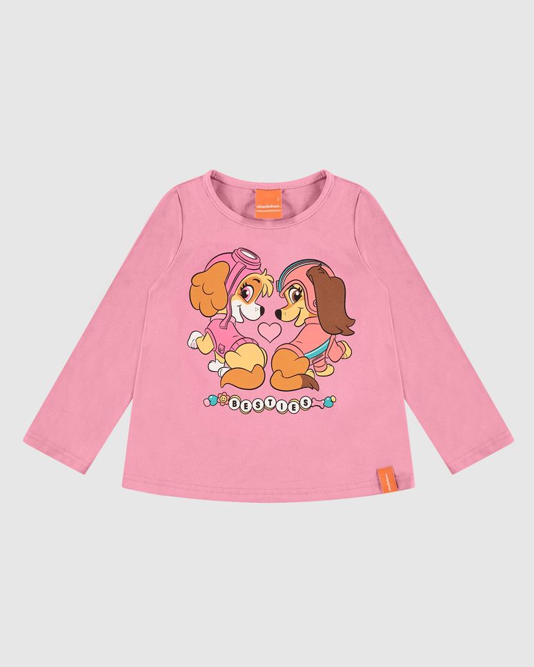 Blusa Infantil Menina Manga Longa Patrulha Canina Em Algodão Malwee Kids