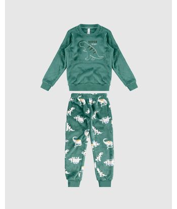 Pijama Longo Infantil Menino Super Dino! Em Fleece Malwee Kids