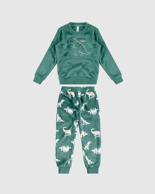 Pijama Longo Infantil Menino Super Dino! Em Fleece Malwee Kids