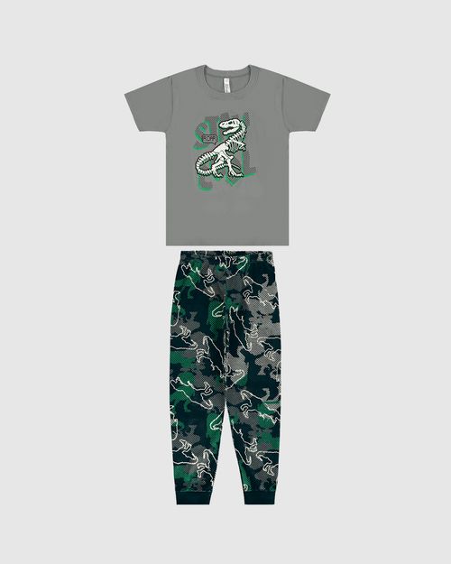 Pijama Longo Infantil Menino Estampa Brilha No Escuro Em Algodão Malwee Kids