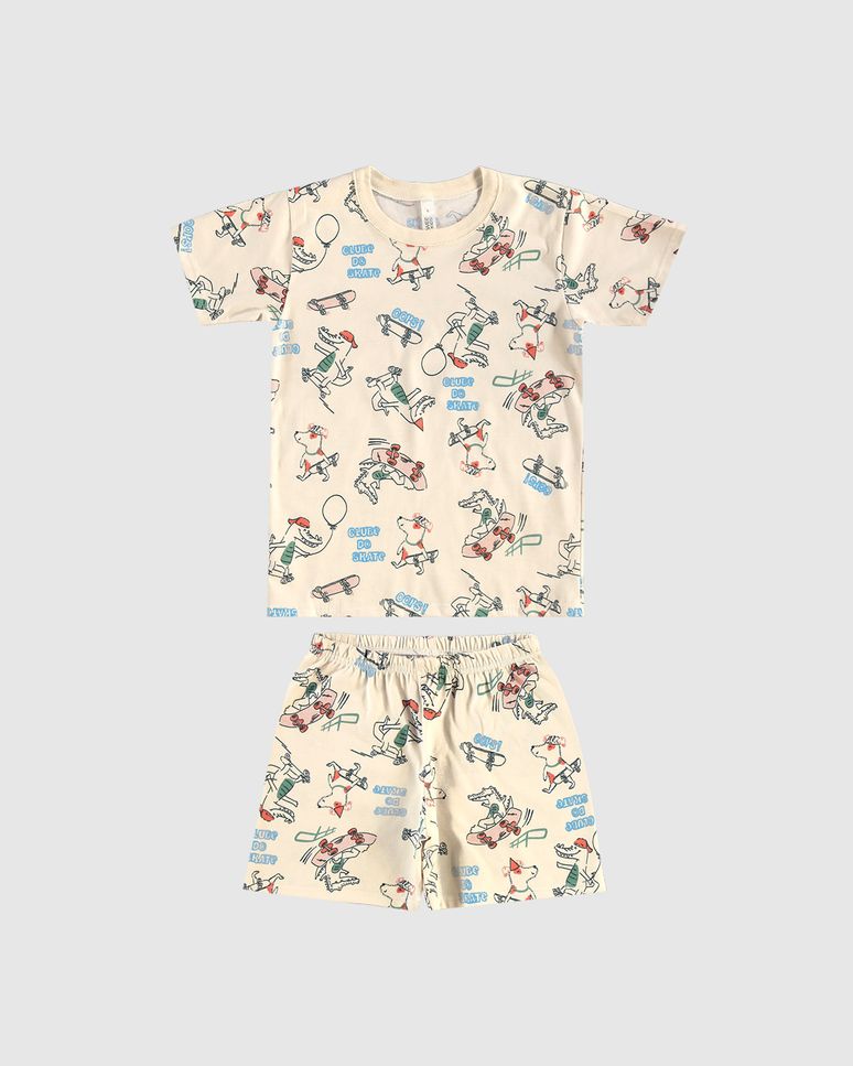 Pijama Curto Infantil Menino Estampa Brilha No Escuro Em Algodão Malwee Kids