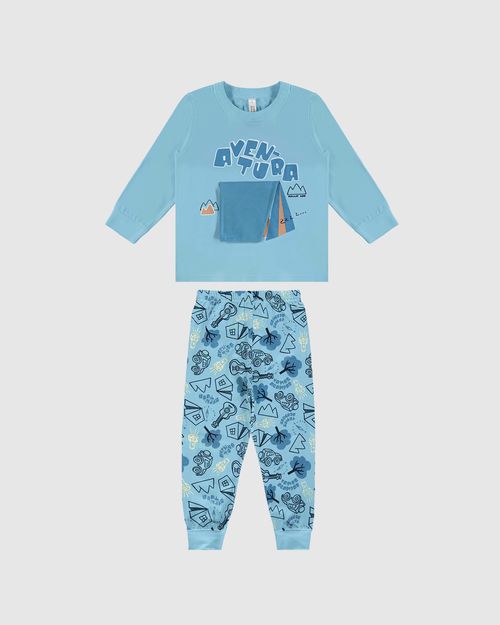 Pijama Longo Infantil Menino Aventura Com Aplique Interativo Malwee Kids