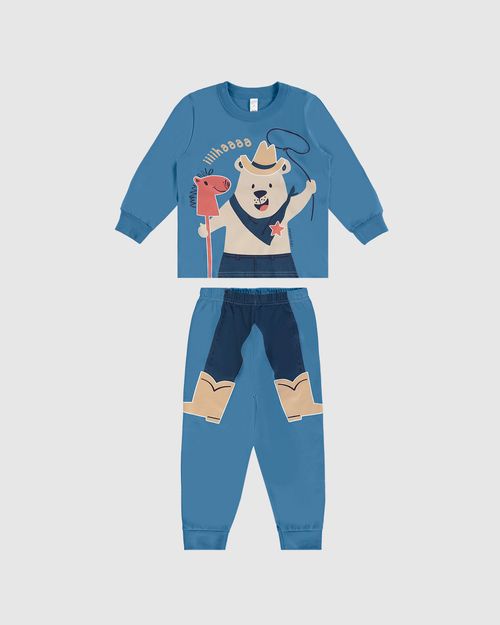 Pijama Longo Infantil Menino Cowboy Em Algodão Malwee Kids