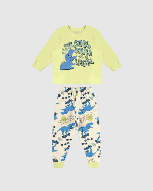 Pijama Longo Infantil Menino Calça Estampada Em Algodão Malwee Kids
