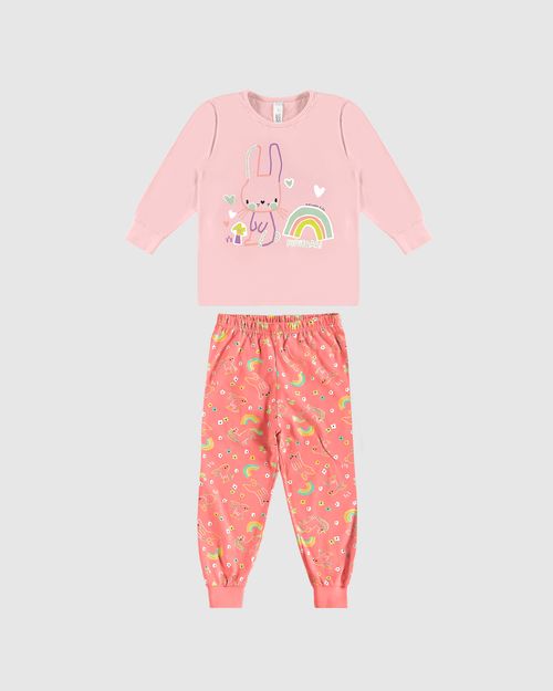 Pijama Longo Infantil Menina Estampa Brilha No Escuro Em Algodão Malwee Kids