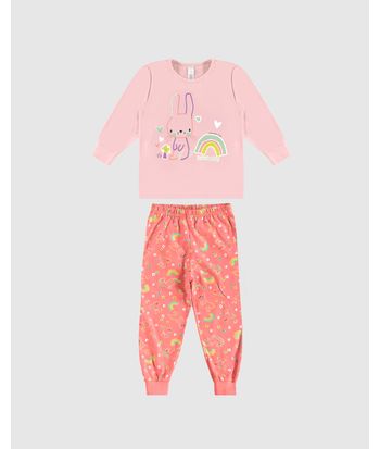 Pijama Longo Infantil Menina com Estampa que Brilha no Escuro Malwee Kids