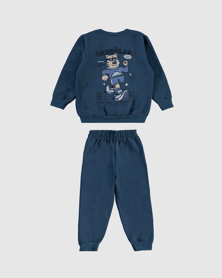 Conjunto Infantil Menino Mini Descolado Em Moletom Mesclado Malwee Kids