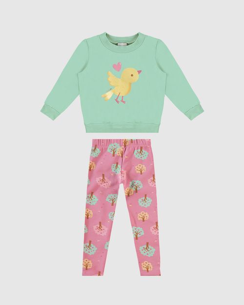 Conjunto Infantil Menina Legging Em Moletom Stretch Flanelado Malwee Kids