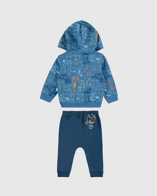 Conjunto Infantil Menino Jaqueta Estampa Cachorros Em Moletom Malwee Kids