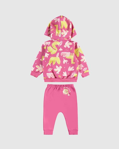 Conjunto Infantil Menina Jaqueta Estampada Em Moletom Flanelado Malwee Kids