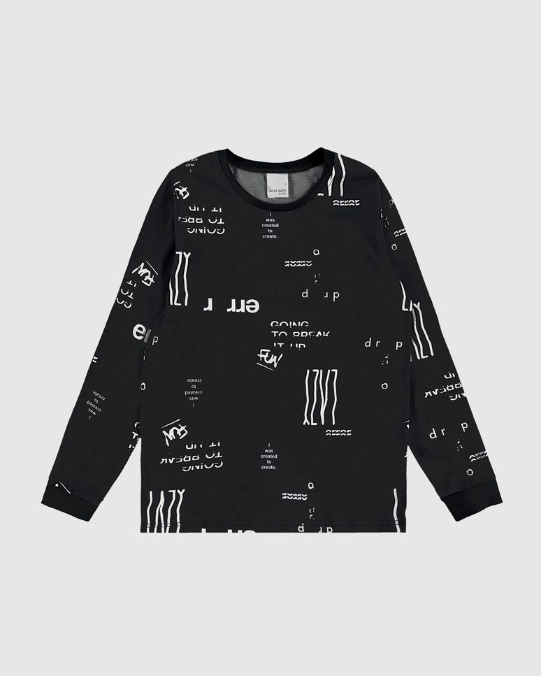 Camiseta Infantil Menino Manga Longa Estampada Em Algodão Malwee Kids