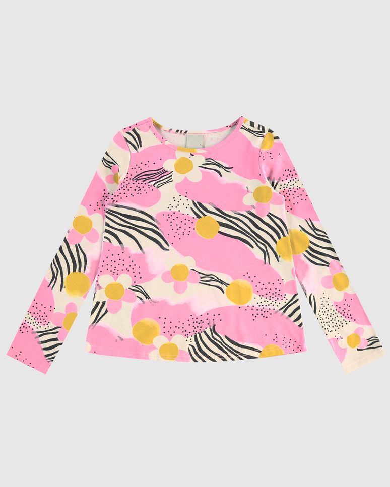 Blusa Infantil Menina Manga Longa Estampada Em Algodão Malwee Kids