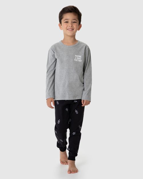 Pijama Infantil Menino Manga Longa Enjoying A Movie Together Malwee Kids