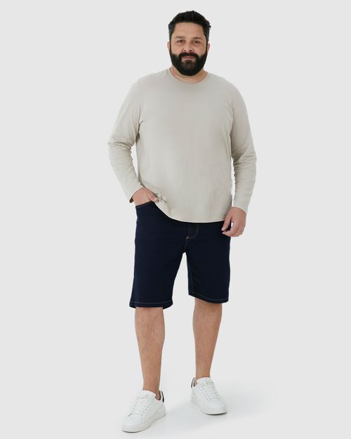 Bermuda Masculina Plus Size Bolso Funcional Em Jeans Com Elastano