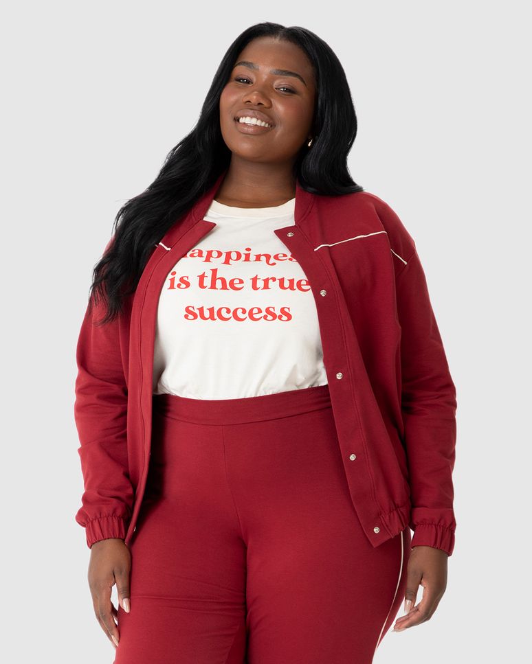 Jaqueta Feminina Plus Size Bomber Botões Frontais Em Moletom Stretch