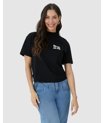 Camiseta Feminina Gola Alta Soleil De Ma Vie Em Algodão