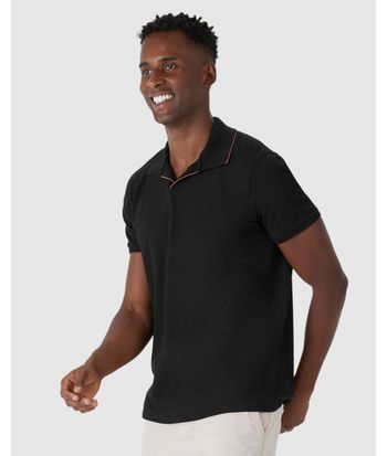 Camisa Polo Masculina Peitilho Sem Botões Em Piquet Stretch