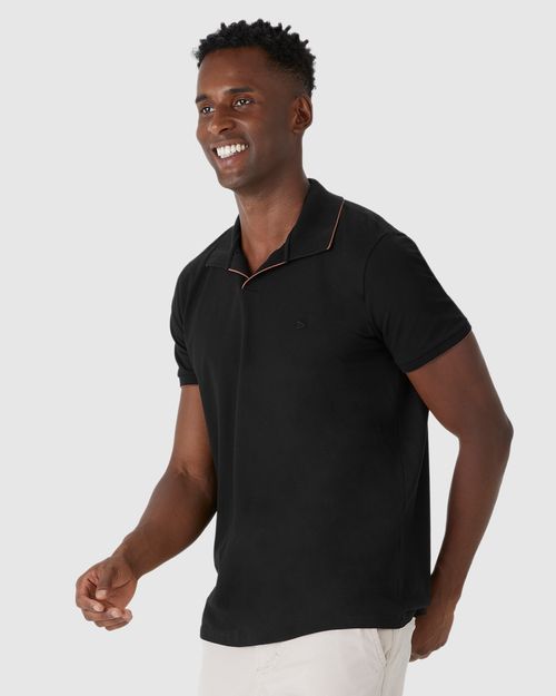 Camisa Polo Masculina Peitilho Sem Botões Em Piquet Stretch