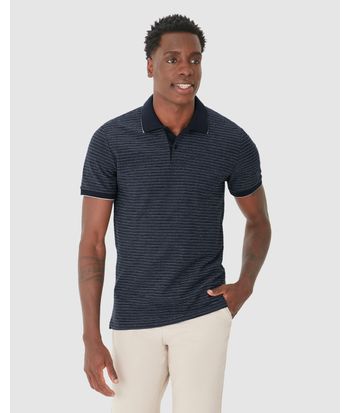 Camisa Polo Masculina Slim Em Malha Texturizada Listrada