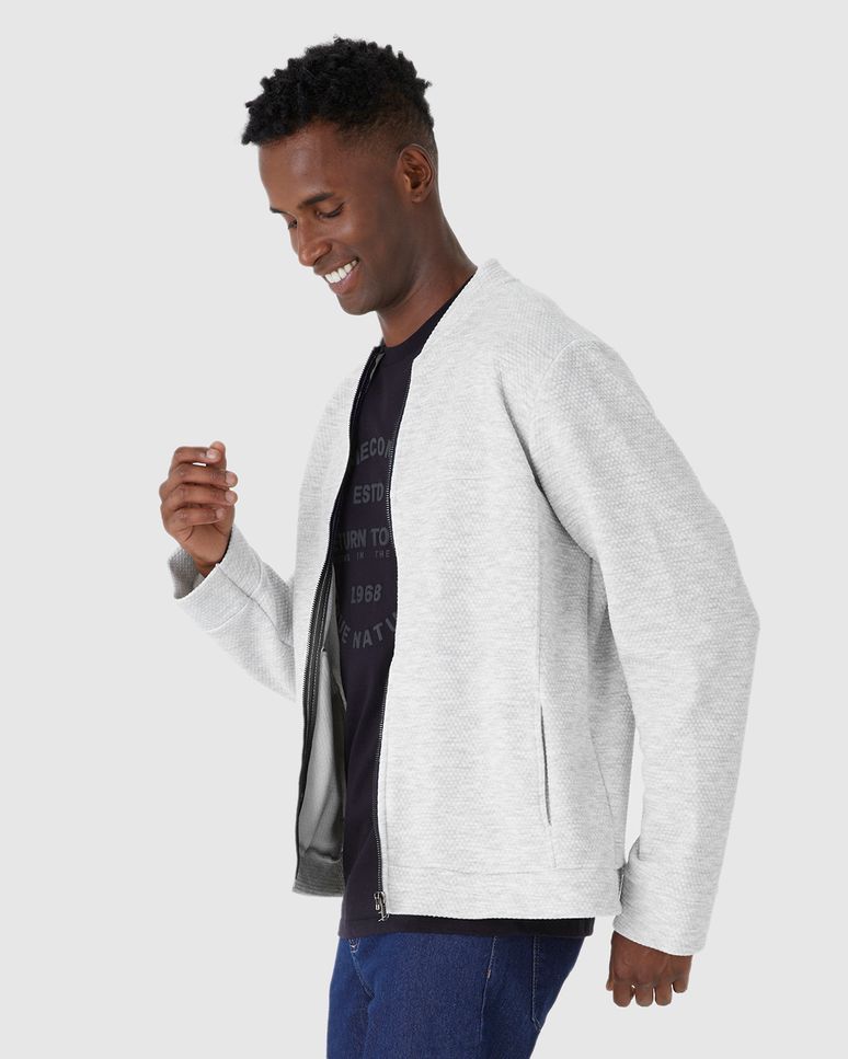 Jaqueta Masculina Bomber Bolso Funcional Em Jacquard Texturizado