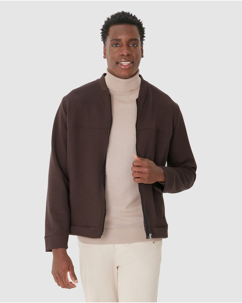 Jaqueta Masculina Bomber Bolso Funcional Em Jacquard Texturizado