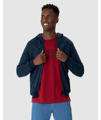 Jaqueta Masculina Regular Estampa Frontal Em Moletom Flanelado