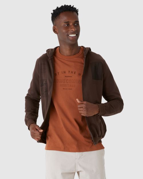 Jaqueta Masculina Regular Estampa Frontal Em Moletom Flanelado