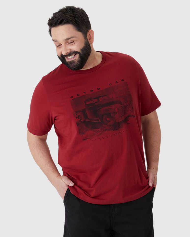 Camiseta Masculina Plus Size Retro Car Em Algodão