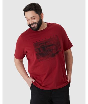 Camiseta Masculina Plus Size Retro Car Em Algodão